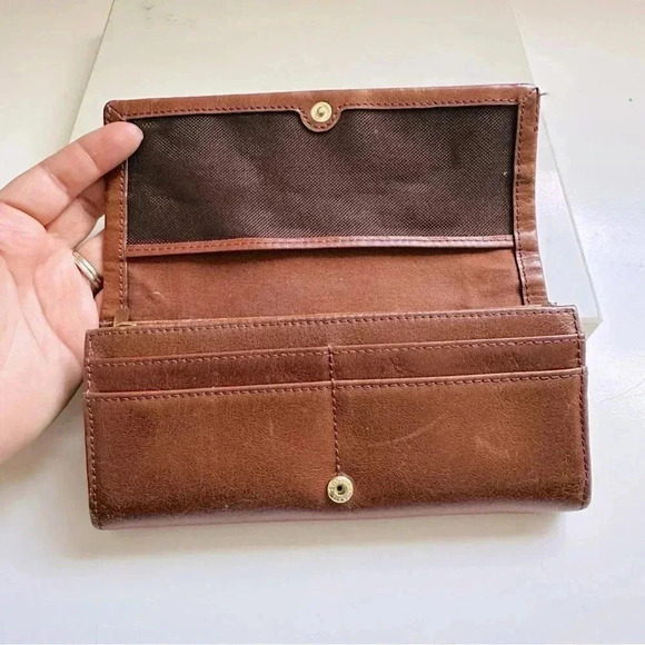 Fossil Ladies Ellis Brown Clutch Large Leather Wallet - Picture 7 of 10